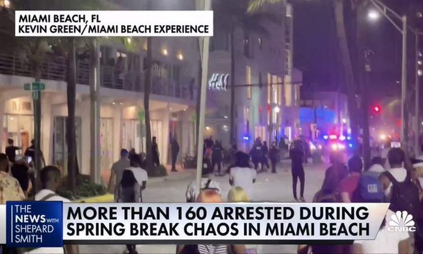 Кадр из видеосюжета CNBC о событиях в Майами.